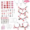 66Pcs Charm Bracelet Making Kit Kids\' Jewelry Necklace Making Kits Colorful DIY Charm Beads Pendant Set Jewelry Decor Supplies with Gift Box for 5-12