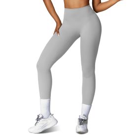 Women\'s High Waist Workout Leggings Tummy Control Compression Yoga Tight Pants Gym Pants Athletic Running Leggings with 25In Inseam No Front Seam (Option: Grey_XL)