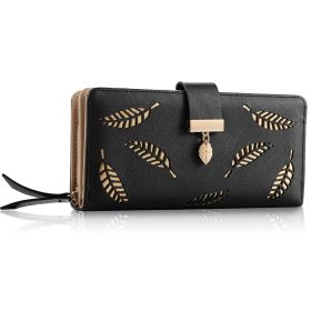 Women Wallet PU Leather Lady Long Purse Phone Clutch Case Credit Card Holder 11 Card Slots 1ID Window 5 Money Pouch (Option: Black)