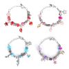 66Pcs Charm Bracelet Making Kit Kids\' Jewelry Necklace Making Kits Colorful DIY Charm Beads Pendant Set Jewelry Decor Supplies with Gift Box for 5-12
