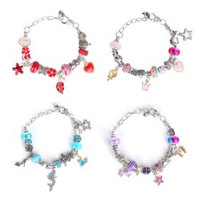 66Pcs Charm Bracelet Making Kit Kids\' Jewelry Necklace Making Kits Colorful DIY Charm Beads Pendant Set Jewelry Decor Supplies with Gift Box for 5-12 (Option: Purple)