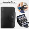 Credit Card Holder Wallet PU Leather Snap Closure Purse Accordion Case with 12 Pcs Card Slots