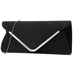 Women Clutch Wallet Bags For Party Wedding Soft Handbag Portable Thin Envelop Evening Purse for Bridal Dating (Option: BLK)
