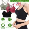 3Packs Women Cross Back Sport Bras Padded Strappy Medium Support Bras Sexy Fitness Tank Tops with Removable Pads for Gym Yoga Workout Running